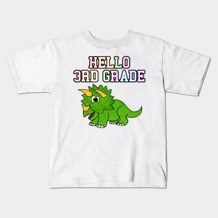 Hello 3rd Grade Triceratops Back To School Dinosaur Kids T-Shirt